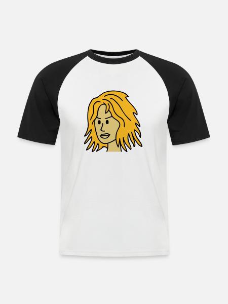 Angry Woman Face - Men's Baseball T-Shirt - white/black
