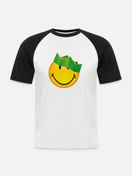 Smiley Green Crown - Men's Baseball T-Shirt - white/black