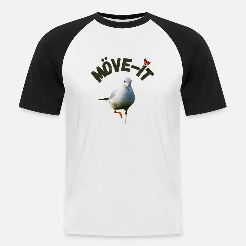 Möwe-it White Edition - Männer Baseball-T-Shirt - Weiß/Schwarz