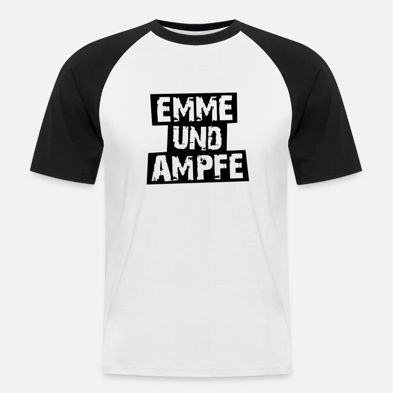 MINIMAL EMMEUNDAMPFE - Männer Baseball-T-Shirt - Weiß/Schwarz