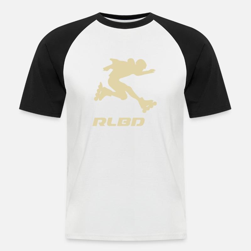 skater jump Rollerblader hell - Männer Baseball-T-Shirt - Weiß/Schwarz