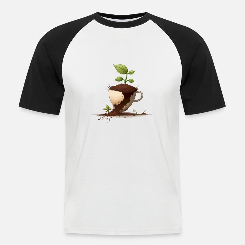 Der schlichte Becher - Männer Baseball-T-Shirt - Weiß/Schwarz