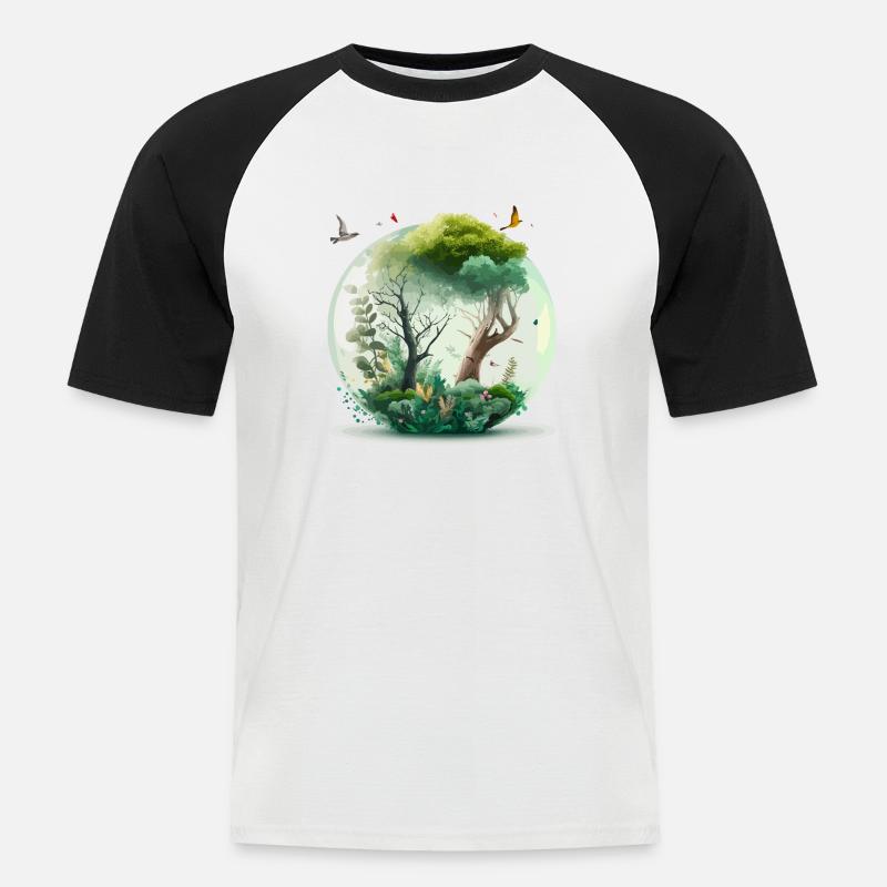 Der Miniaturwald - Männer Baseball-T-Shirt - Weiß/Schwarz