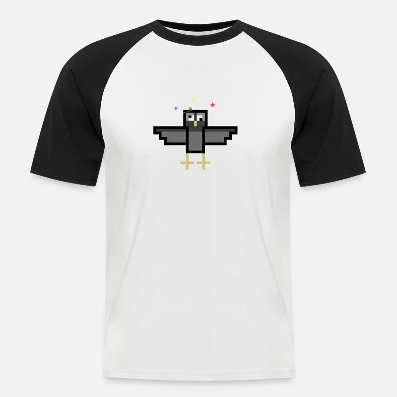Kaffee-Taube - Männer Baseball-T-Shirt - Weiß/Schwarz