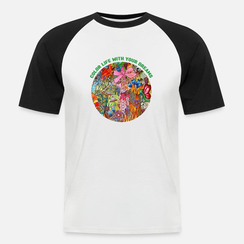 Farblebensdauer - Männer Baseball-T-Shirt - Weiß/Schwarz