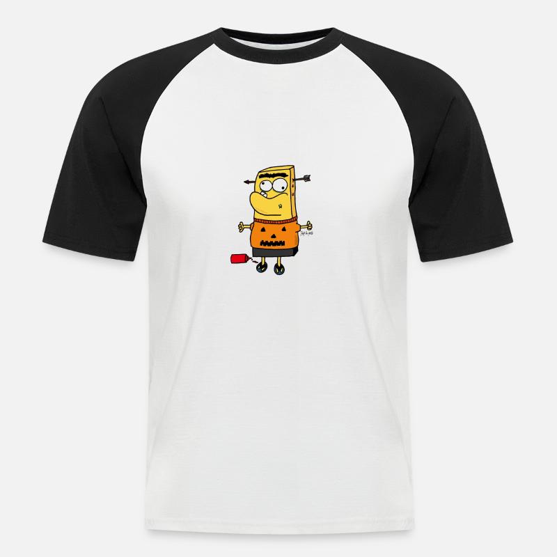 TRICK ODER POMMES WEISS - Männer Baseball-T-Shirt - Weiß/Schwarz