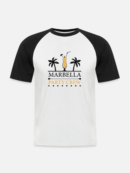Equipaggio della festa di Marbella - Maglia da baseball a manica corta da uomo - bianco/nero