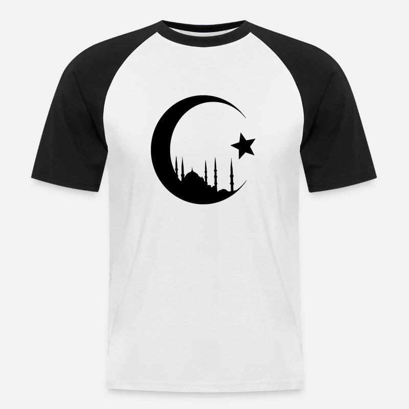 Mezzaluna con moschea - Maglia da baseball a manica corta da uomo - bianco/nero