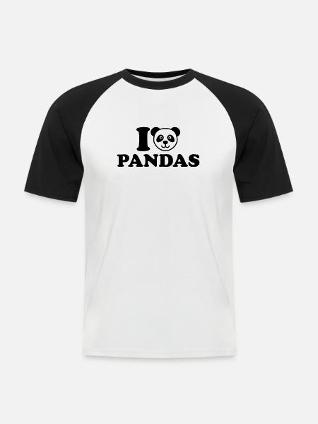 I love Pandas - Men's Baseball T-Shirt - white/black