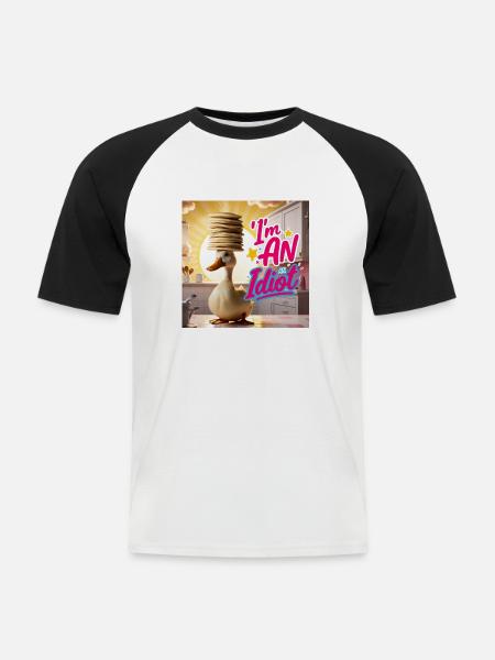 Duck - I´m an Idiot - Männer Baseball-T-Shirt - Weiß/Schwarz