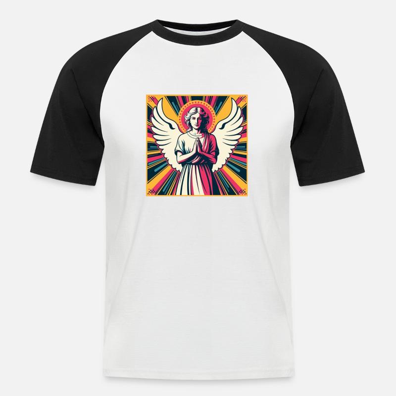 Schutzengel Pop-Art - Männer Baseball-T-Shirt - Weiß/Schwarz