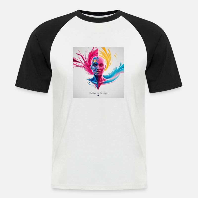 Evolve or repeat - Männer Baseball-T-Shirt - Weiß/Schwarz