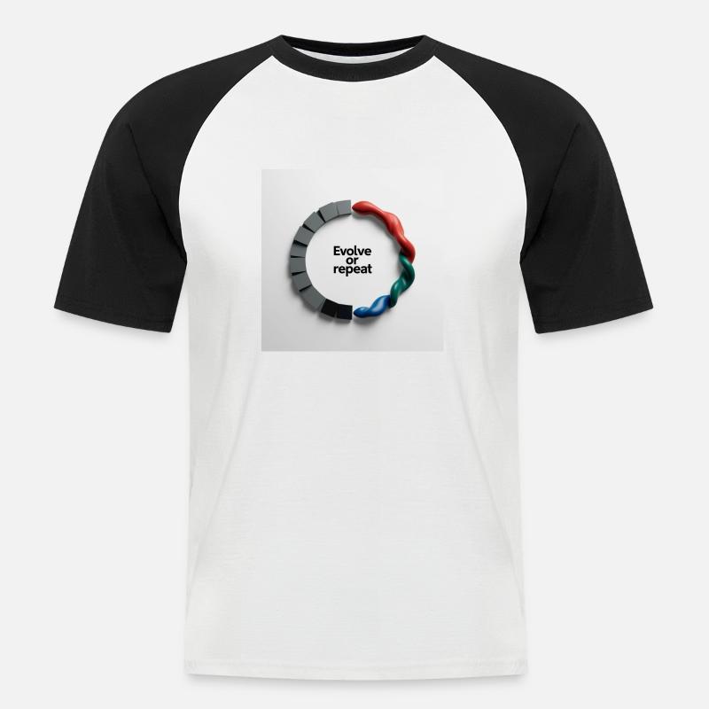 Evolve or Repeat - Männer Baseball-T-Shirt - Weiß/Schwarz