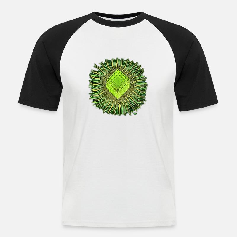 Psychédélique Cube / Cube psychédélique - T-shirt baseball manches courtes Homme - blanc/noir