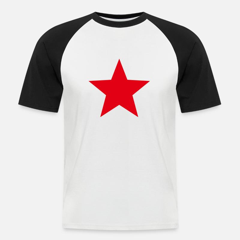 idea regalo stella rossa stelle e strisce - Maglia da baseball a manica corta da uomo - bianco/nero