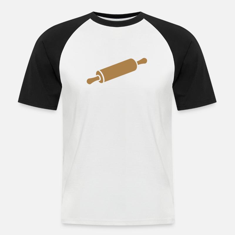 Nudelholz - Männer Baseball-T-Shirt - Weiß/Schwarz
