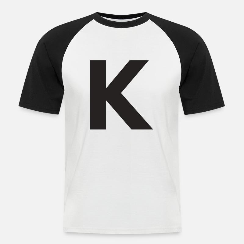 K - Männer Baseball-T-Shirt - Weiß/Schwarz