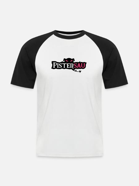 pistensau - Männer Baseball-T-Shirt - Weiß/Schwarz