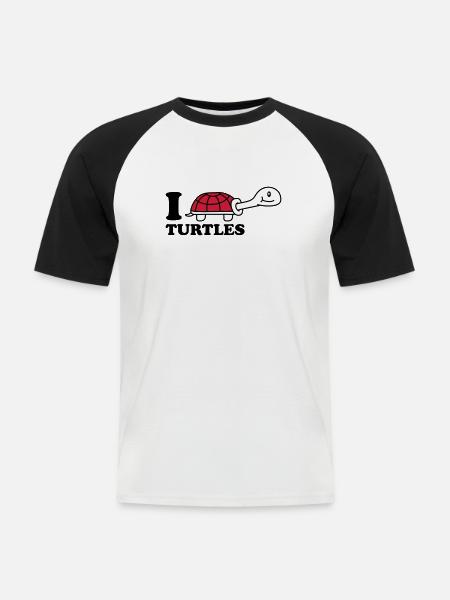 I Love Turtles - Männer Baseball-T-Shirt - Weiß/Schwarz