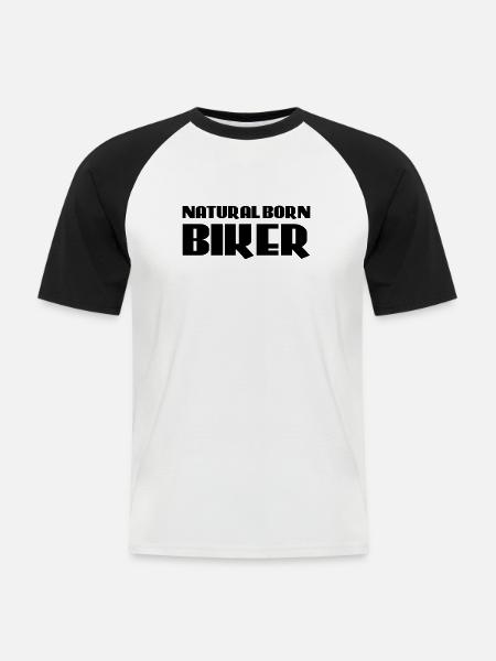 Natural born Biker - Männer Baseball-T-Shirt - Weiß/Schwarz