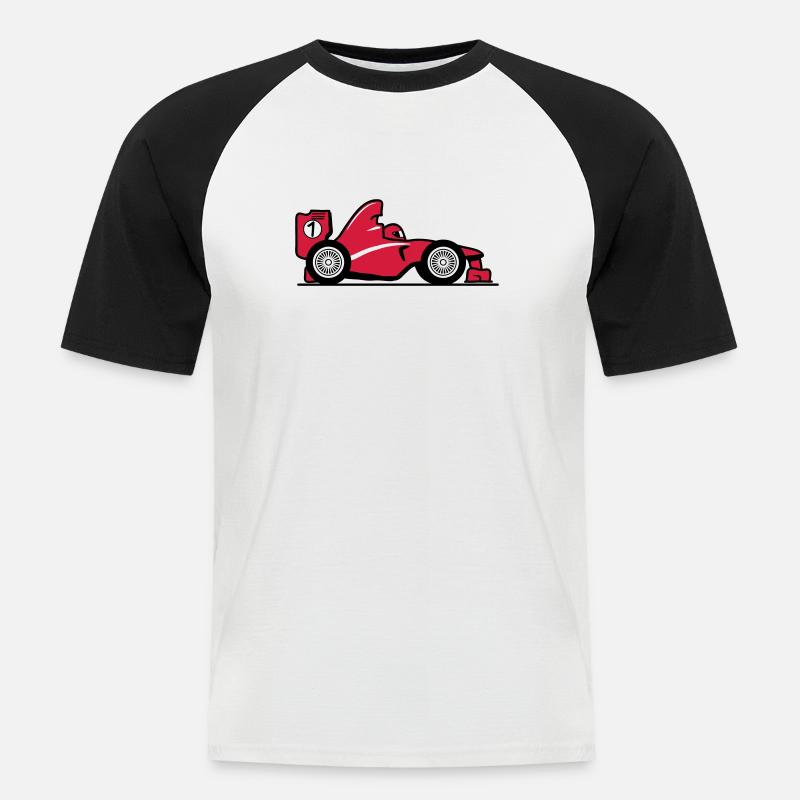 Racecar short comic - Men's Baseball T-Shirt - white/black