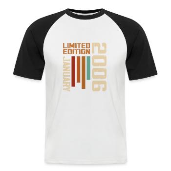 January 2006 - 2006 January Birthday Gift - Men's Baseball T-Shirt - white/black - Front - Nik (191cm)