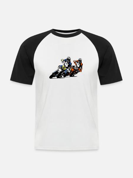 Supermoto - Männer Baseball-T-Shirt - Weiß/Schwarz