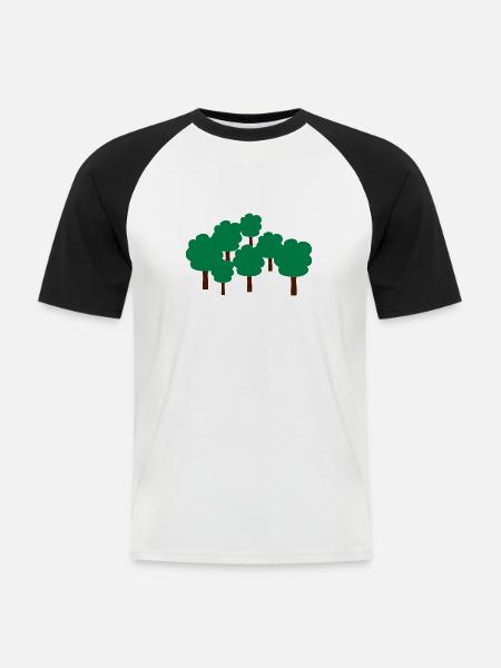 Bäume - Männer Baseball-T-Shirt - Weiß/Schwarz