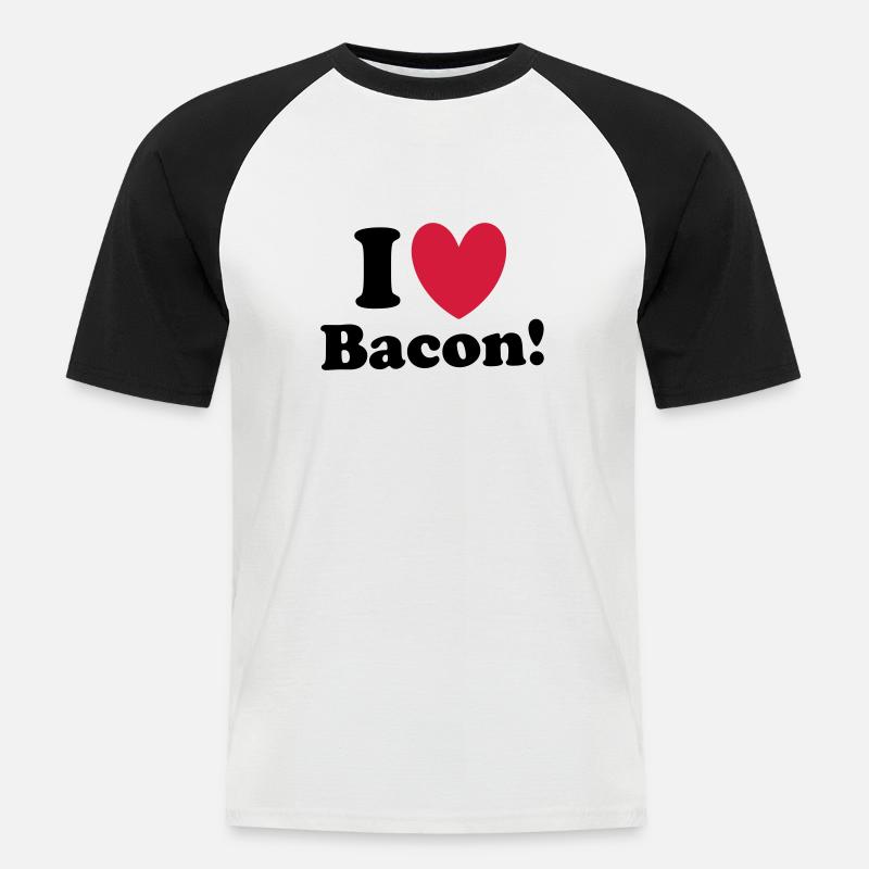Bacon - Men's Baseball T-Shirt - white/black