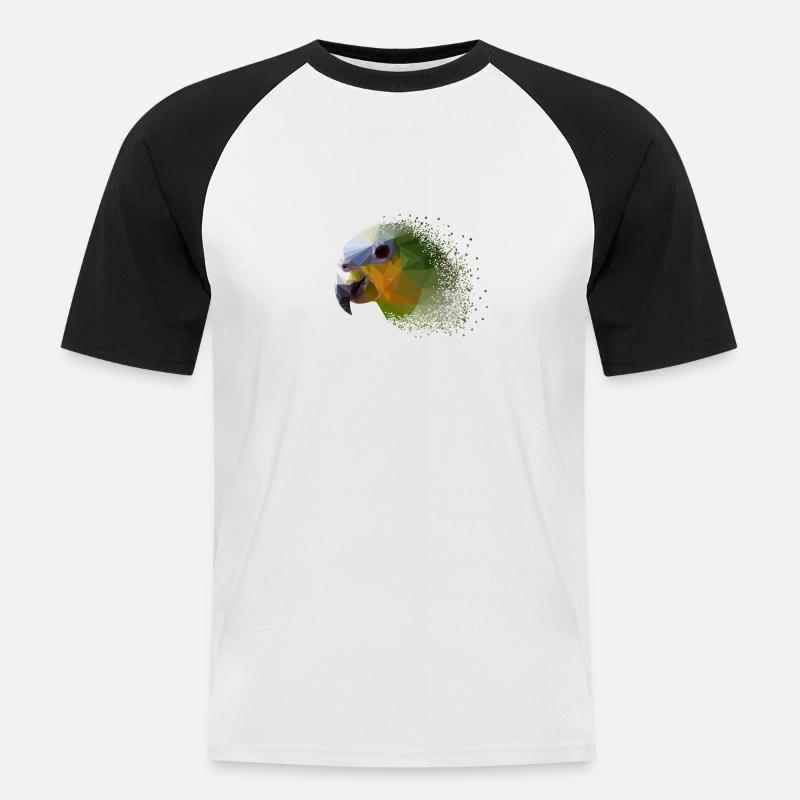 Papagei - Männer Baseball-T-Shirt - Weiß/Schwarz