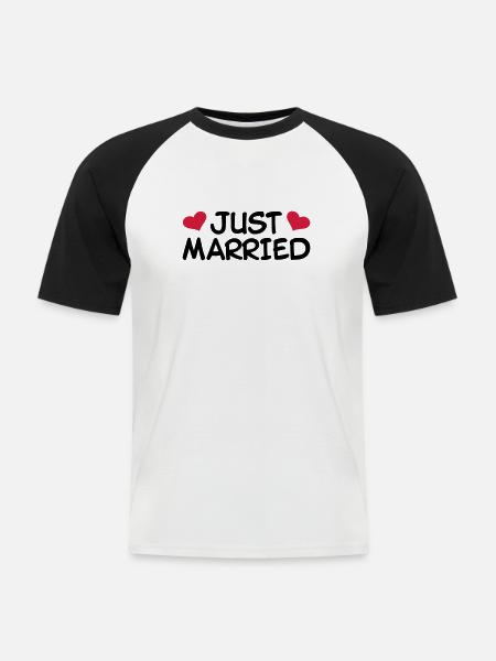 Just Married Wedding - Men's Baseball T-Shirt - white/black