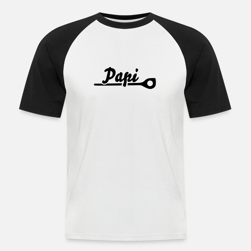 Papi - Männer Baseball-T-Shirt - Weiß/Schwarz