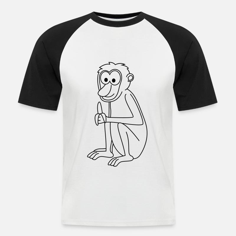 Affe comic Tier - Männer Baseball-T-Shirt - Weiß/Schwarz