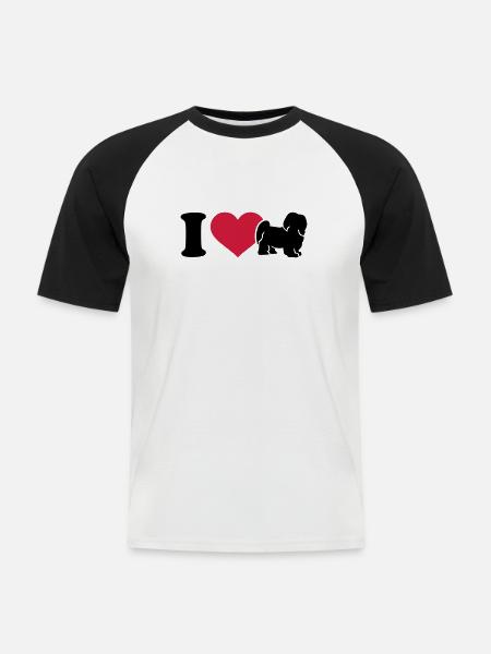 Havaneser - Männer Baseball-T-Shirt - Weiß/Schwarz