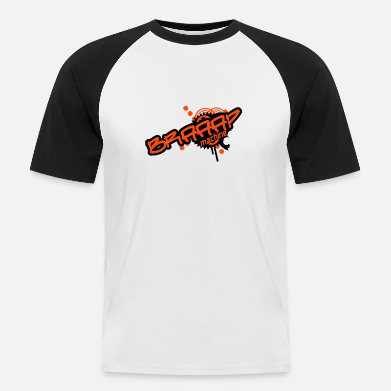 Braaap Machine - Männer Baseball-T-Shirt - Weiß/Schwarz