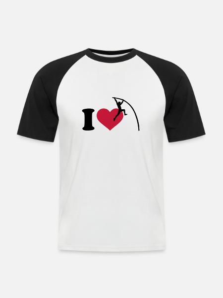 I love Pole vault - Men's Baseball T-Shirt - white/black
