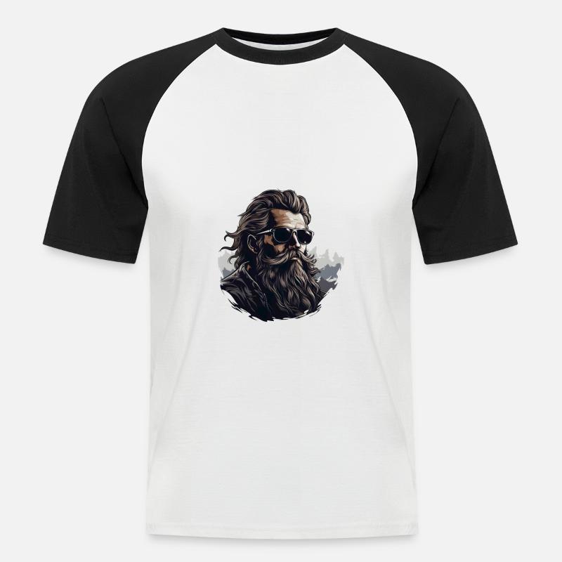 Wikinger Bartträger Lustiger Bart Spruch - Männer Baseball-T-Shirt - Weiß/Schwarz