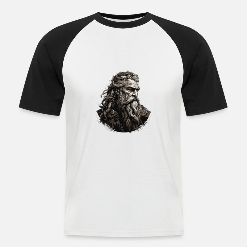Wikinger Bartträger Lustiger Bart Spruch - Männer Baseball-T-Shirt - Weiß/Schwarz