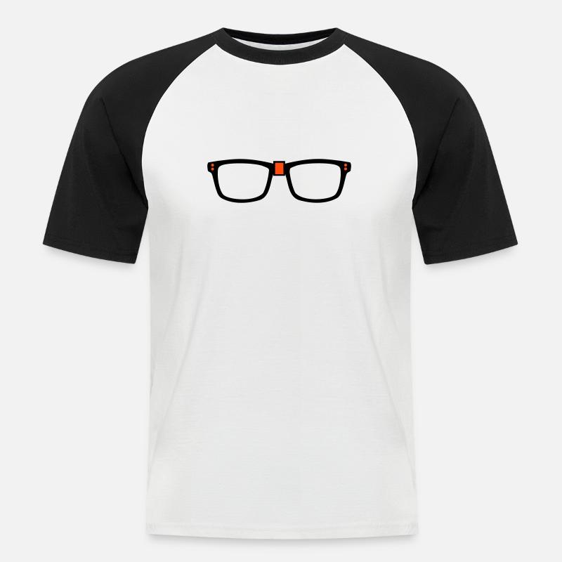 Brille - Nerd - Männer Baseball-T-Shirt - Weiß/Schwarz