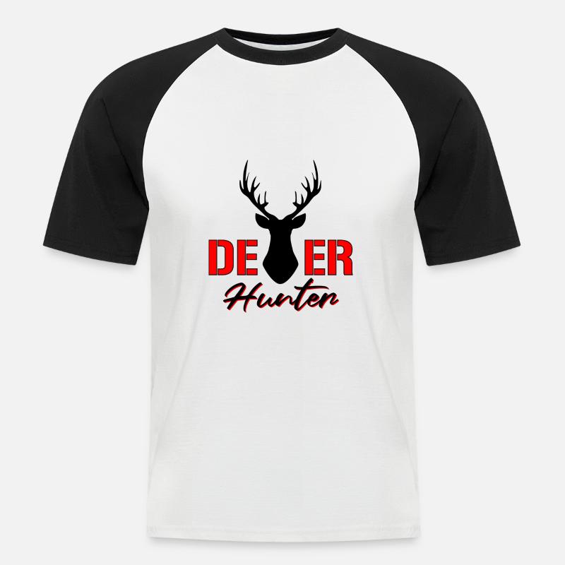 Hirsch Jäger Rotwild - Männer Baseball-T-Shirt - Weiß/Schwarz