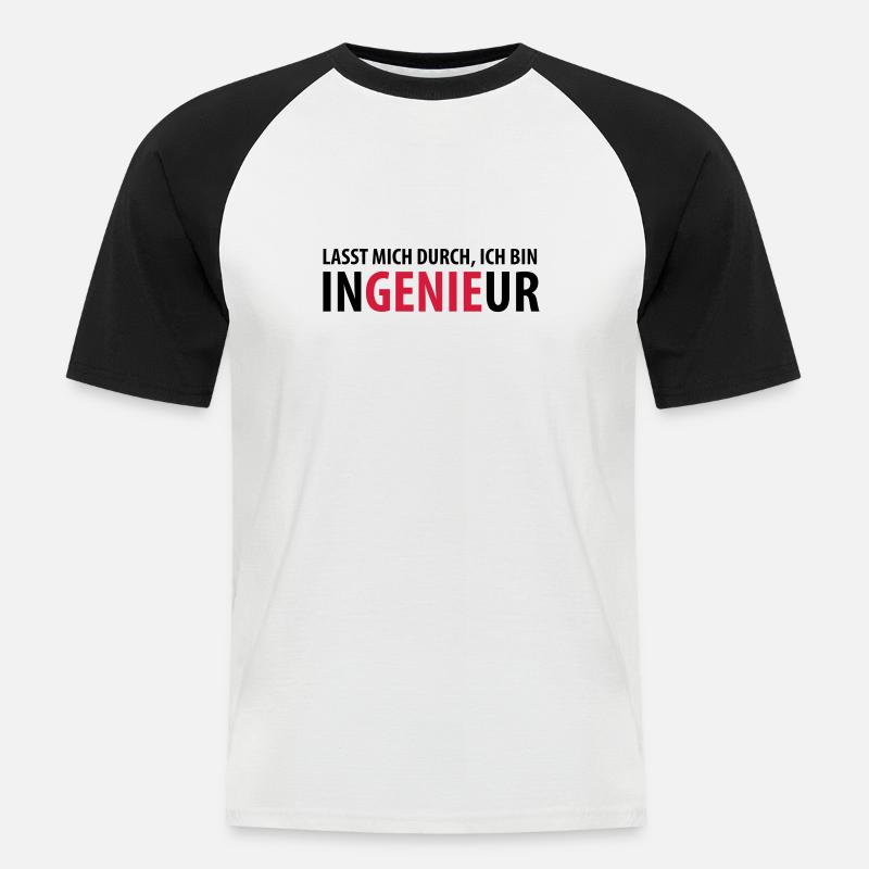 Lasst mich durch, ich bin Ingenieur - Männer Baseball-T-Shirt - Weiß/Schwarz