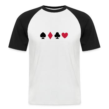 Carte de Poker - T-shirt baseball manches courtes Homme - blanc/noir - Devant - Nik (191cm)