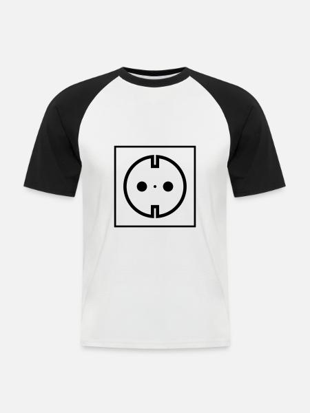 Electricity socket - Men's Baseball T-Shirt - white/black