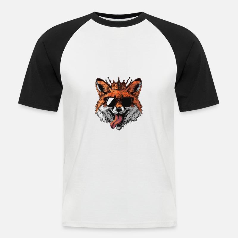 Fuchs Comic - Männer Baseball-T-Shirt - Weiß/Schwarz