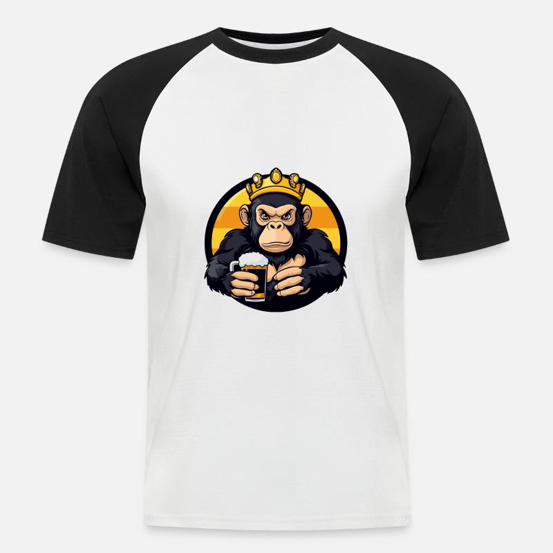 Monkey Beer Comic - Men's Baseball T-Shirt - white/black