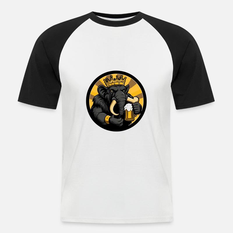 Mammut Bier Comic - Männer Baseball-T-Shirt - Weiß/Schwarz