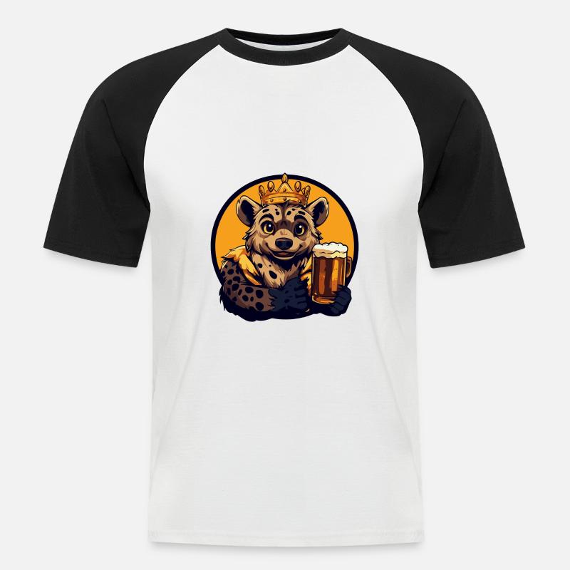 Hyäne Bier Comic - Männer Baseball-T-Shirt - Weiß/Schwarz