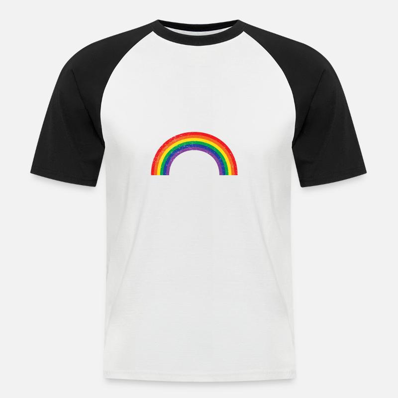 rainbow regenbogen - Männer Baseball-T-Shirt - Weiß/Schwarz