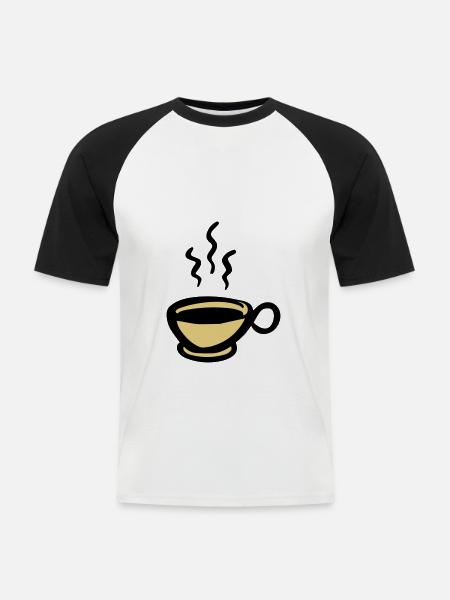 Kaffee Kaffeetasse cup of coffee - Männer Baseball-T-Shirt - Weiß/Schwarz