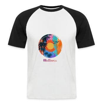 Ich liebe Mallorca - Männer Baseball-T-Shirt - Weiß/Schwarz - Vorne - Nik (191cm)